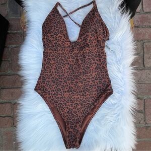 Leopard Print One Piece Swimsuit